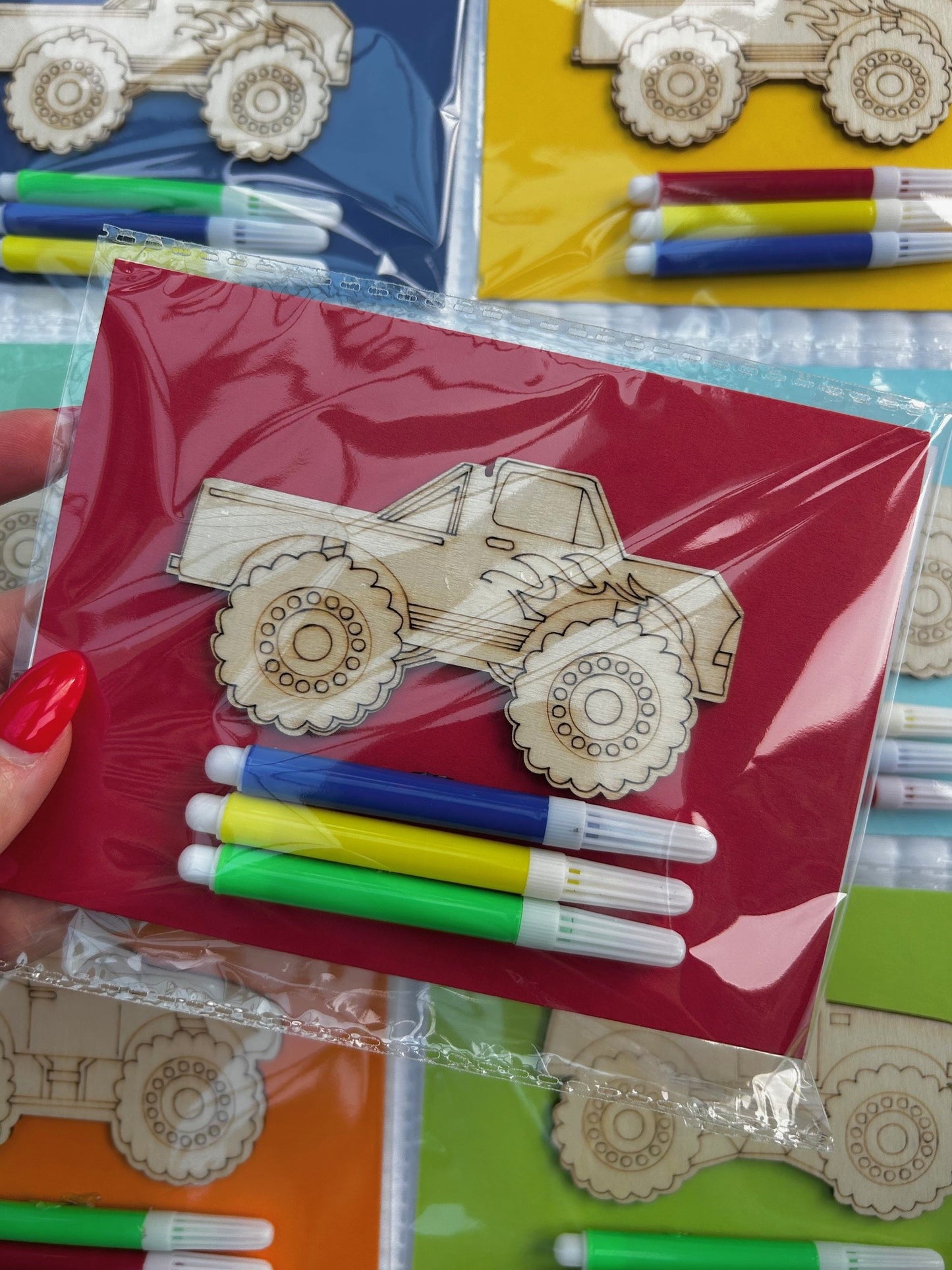 Monster Truck wooden craft packs x 10 packs