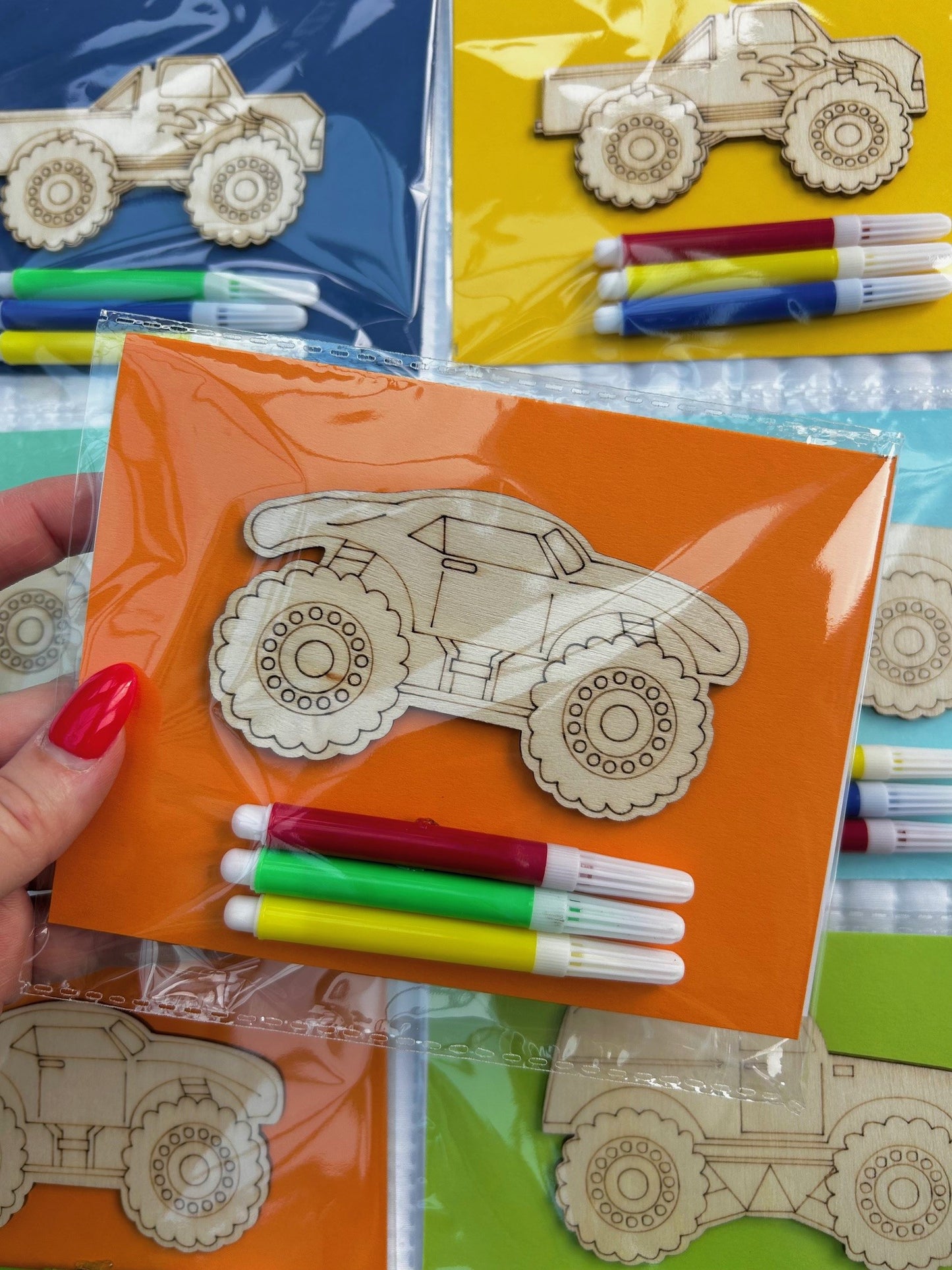 Monster Truck wooden craft packs x 10 packs