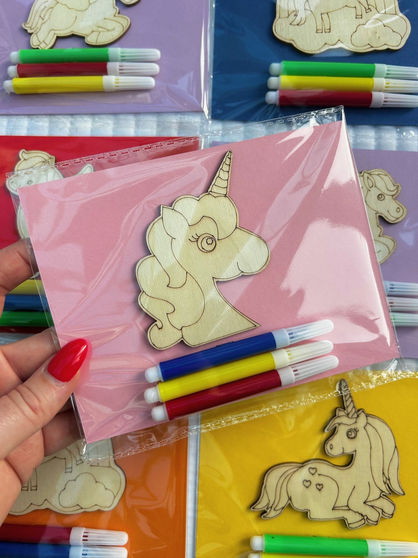 Unicorn wooden party favours x 10 packs